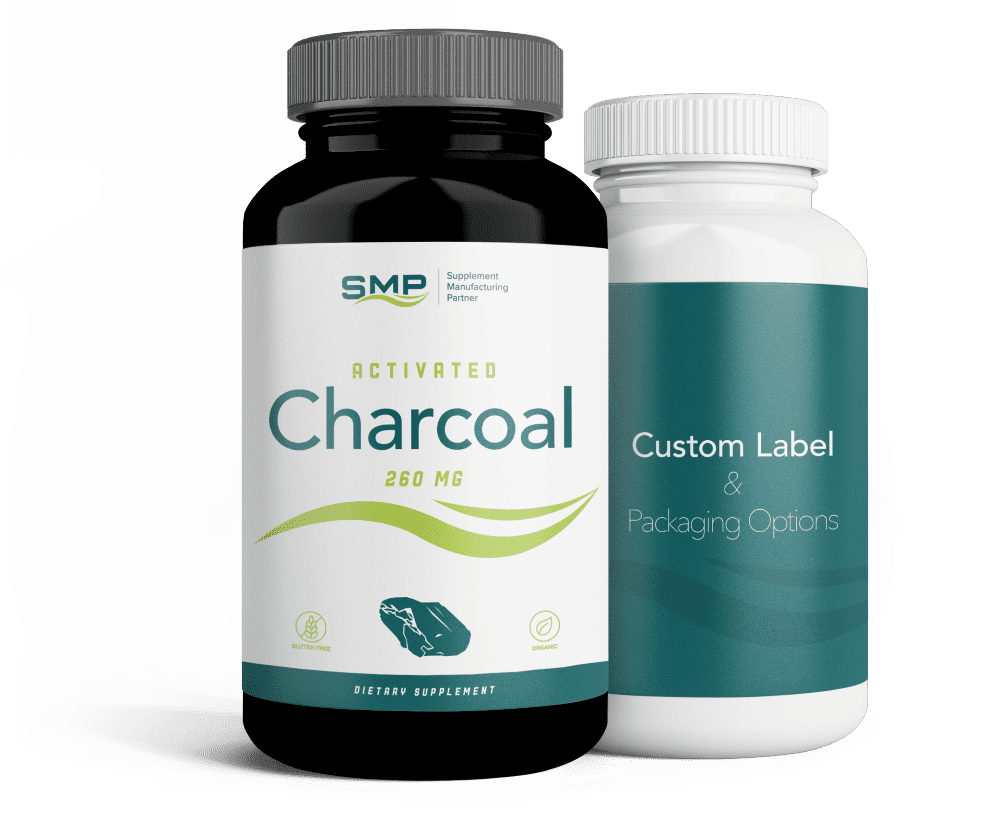 Private Label Activated Charcoal 260mg GlutenFree NonGMO