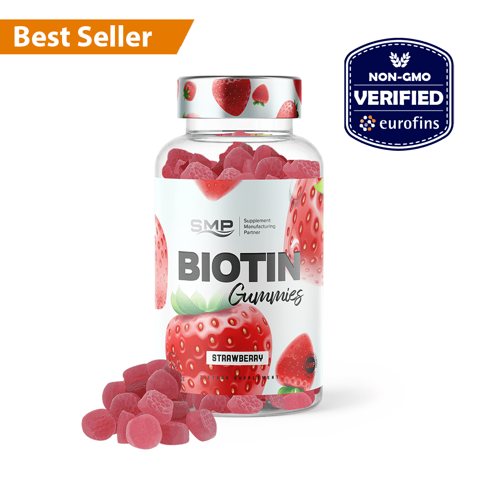 Private Label Biotin Gummies Strawberry Flavor GelatinFree
