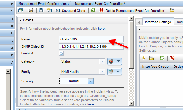 Configure SMS alerts for HP Network Node Manager