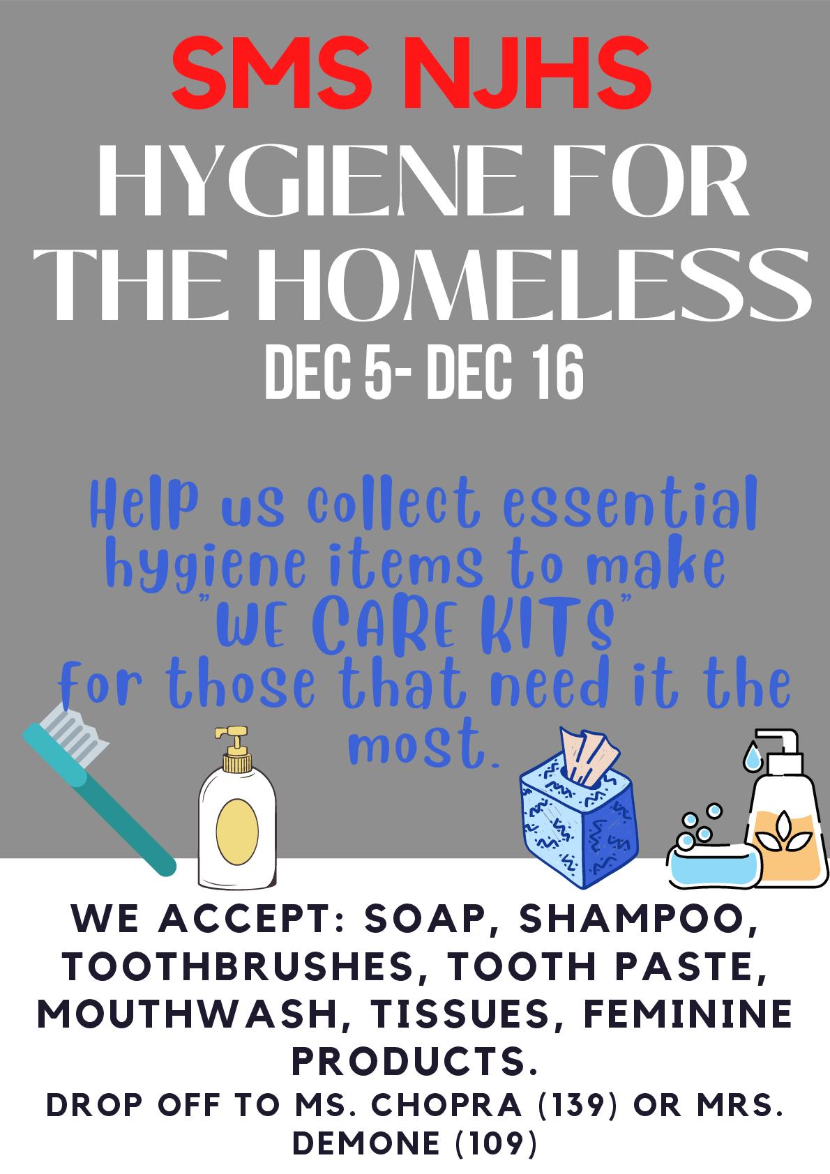 SMS NJHS Hygiene for the Homeless Secaucus Middle School