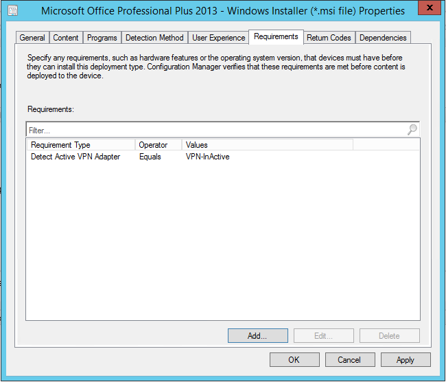 Detect an Active VPN Adapter During ConfigMgr Deployments