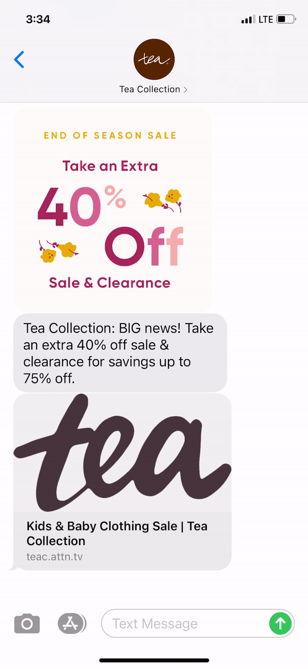 Tea Collection Text Message Marketing Example 01.15.2021 SMS Archives
