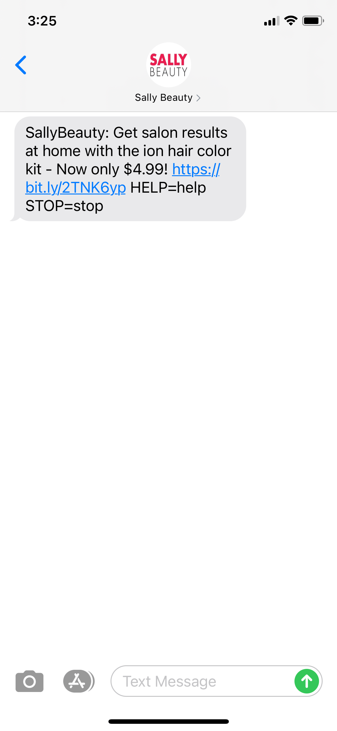 Sally Beauty Text Message Marketing Example 06.11.2021 SMS Archives