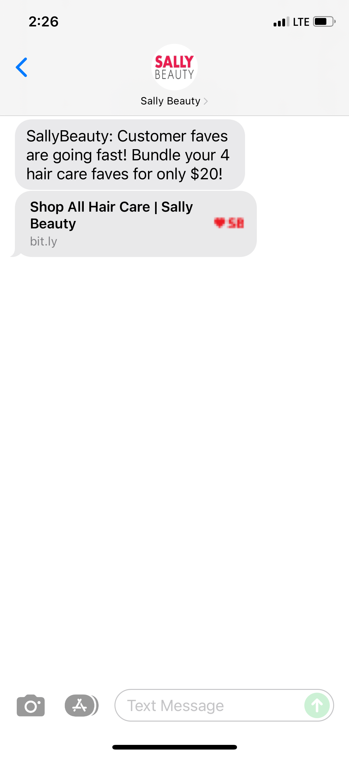 Sally Beauty Text Message Marketing Example 11.18.2021 SMS Archives
