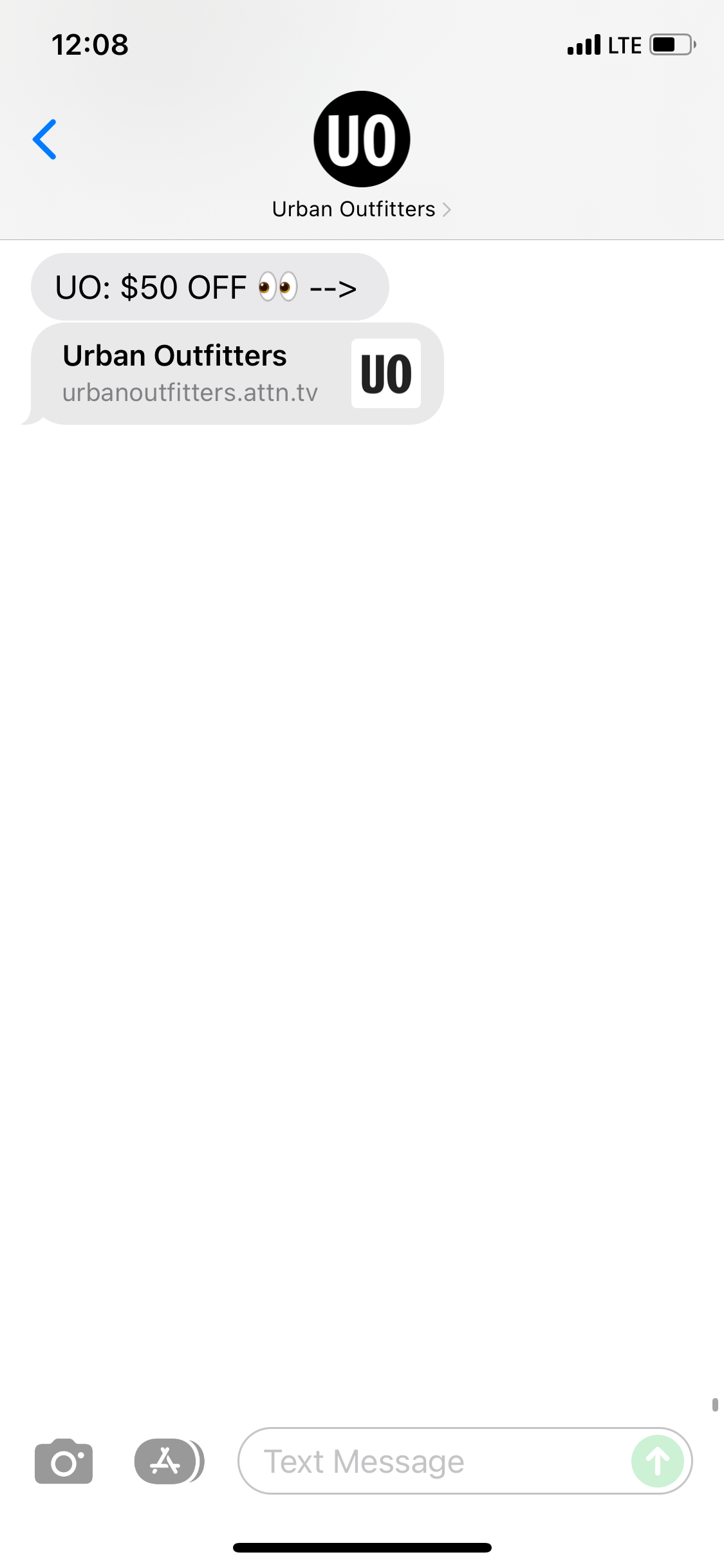 Urban Outfitters Text Message Marketing Example 12.17.2021 SMS Archives