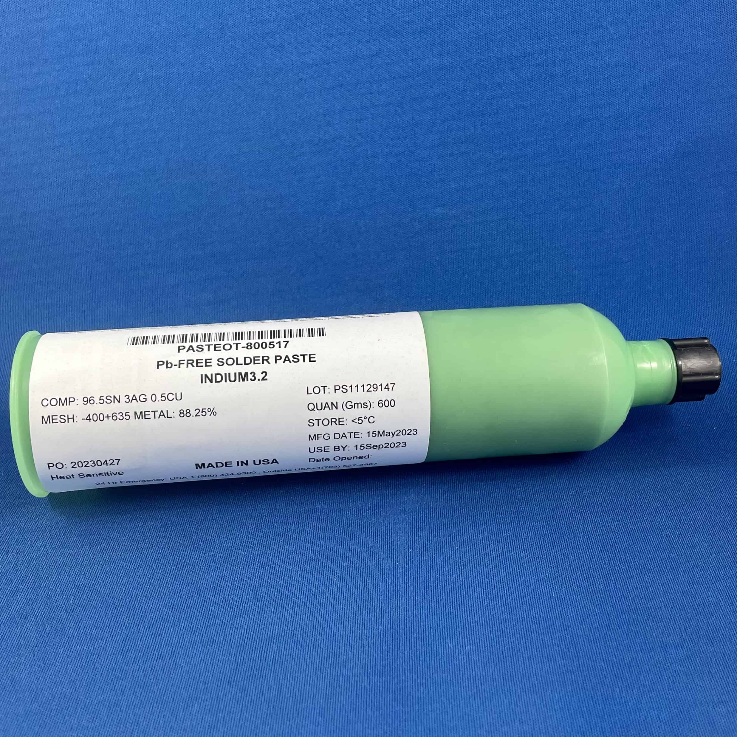 Indium 3.2 Type 4 Solder Paste SAC 305 Water Wash