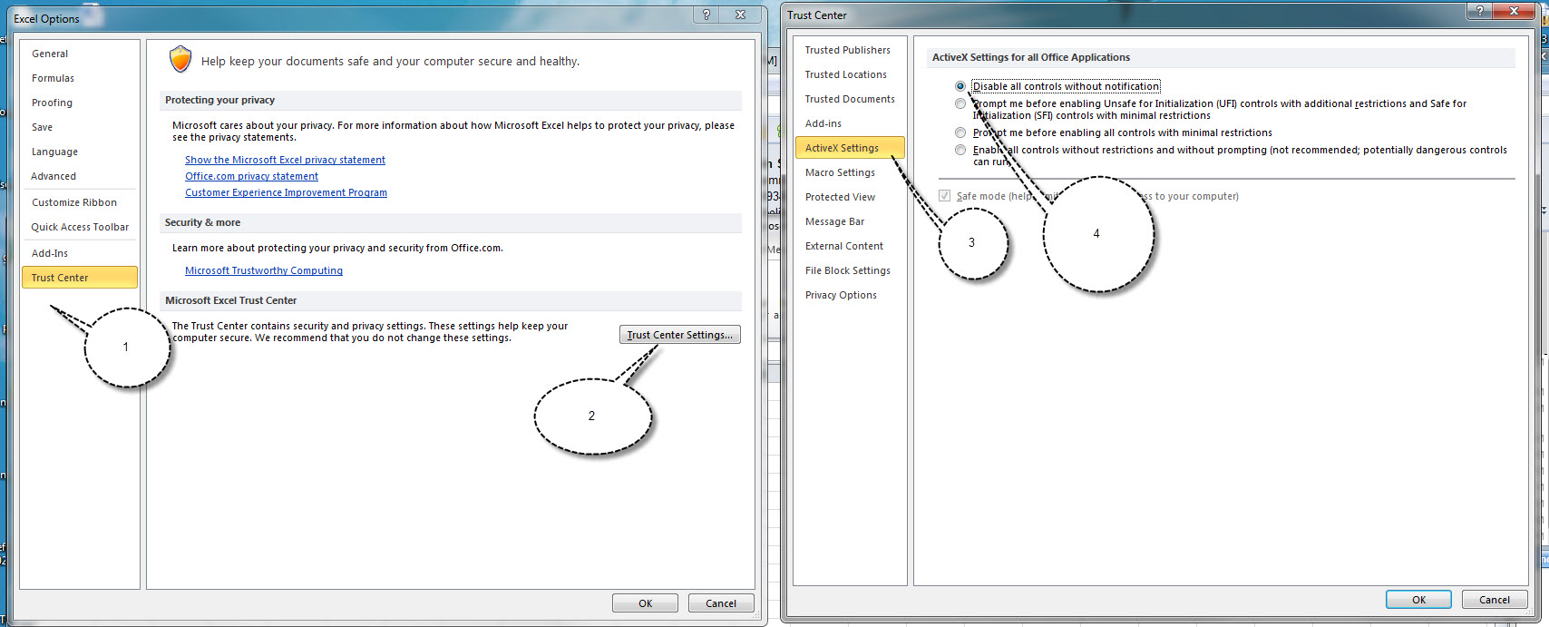 Excel with ActiveX controls failing with multiple VBA errors mostly