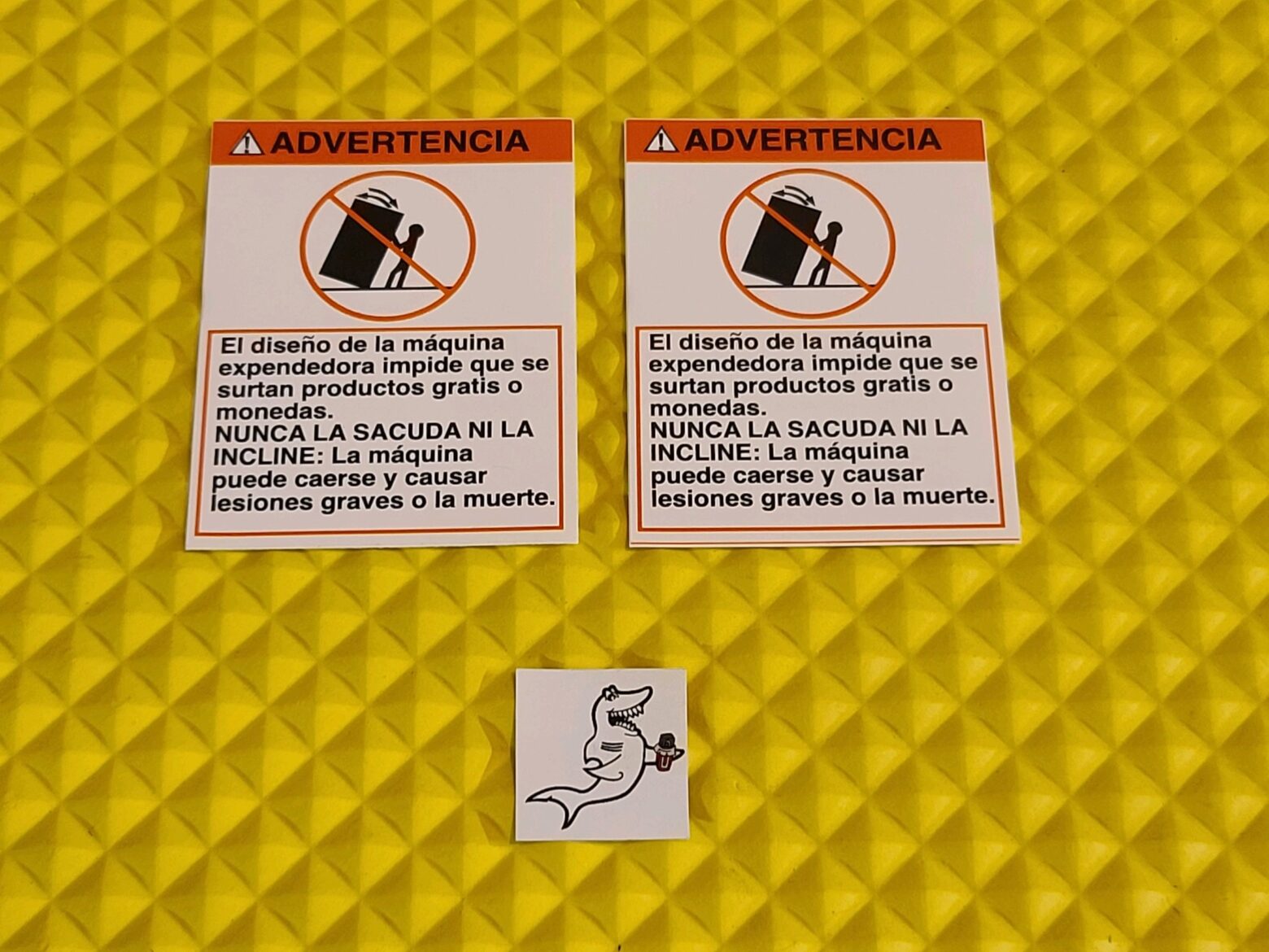 (2) “WARNING Do Not Tip or Rock” / SPANISH Version Decals Snack