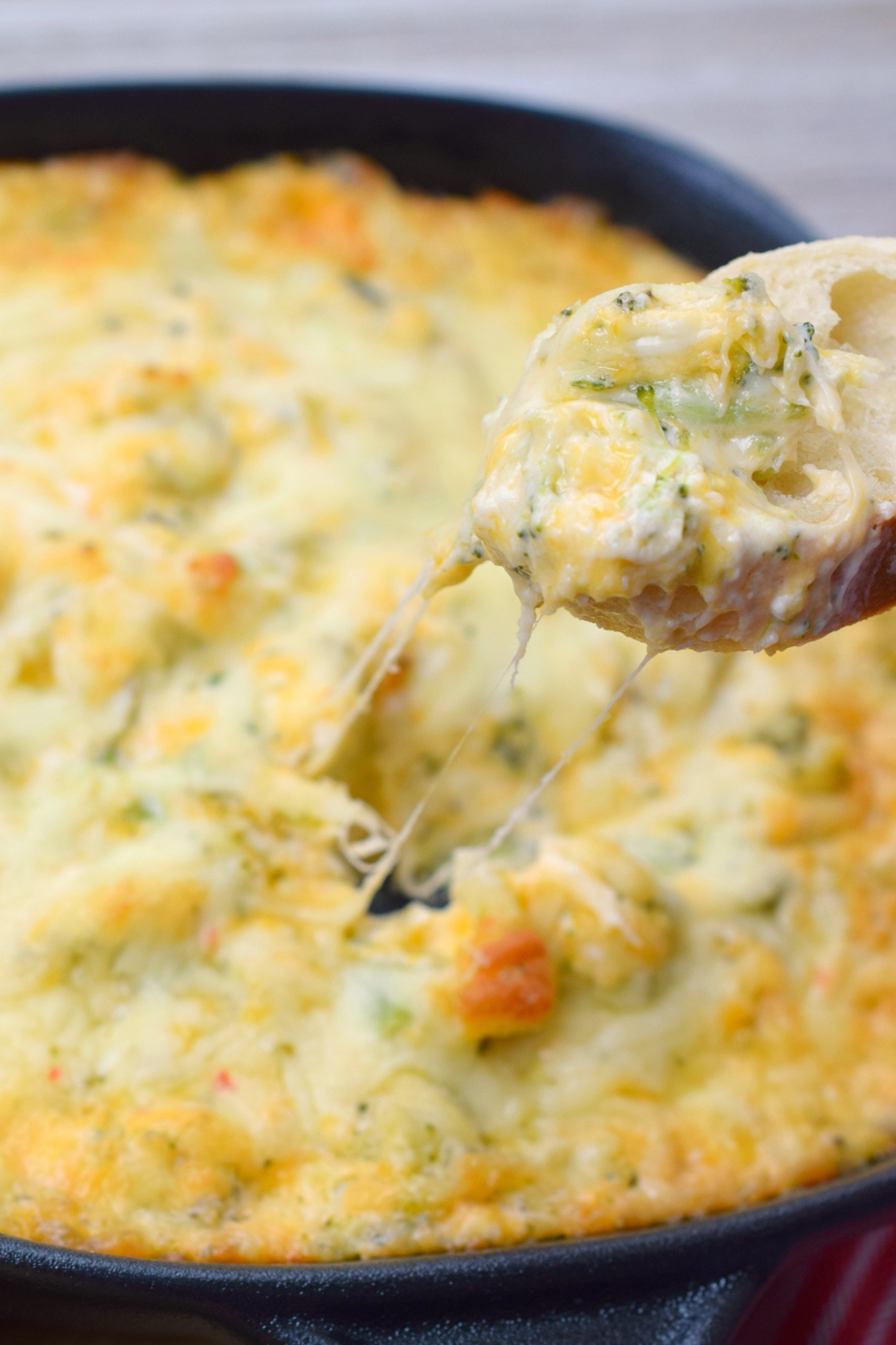 Three Cheese Baked Broccoli Dip Snacks and Sips