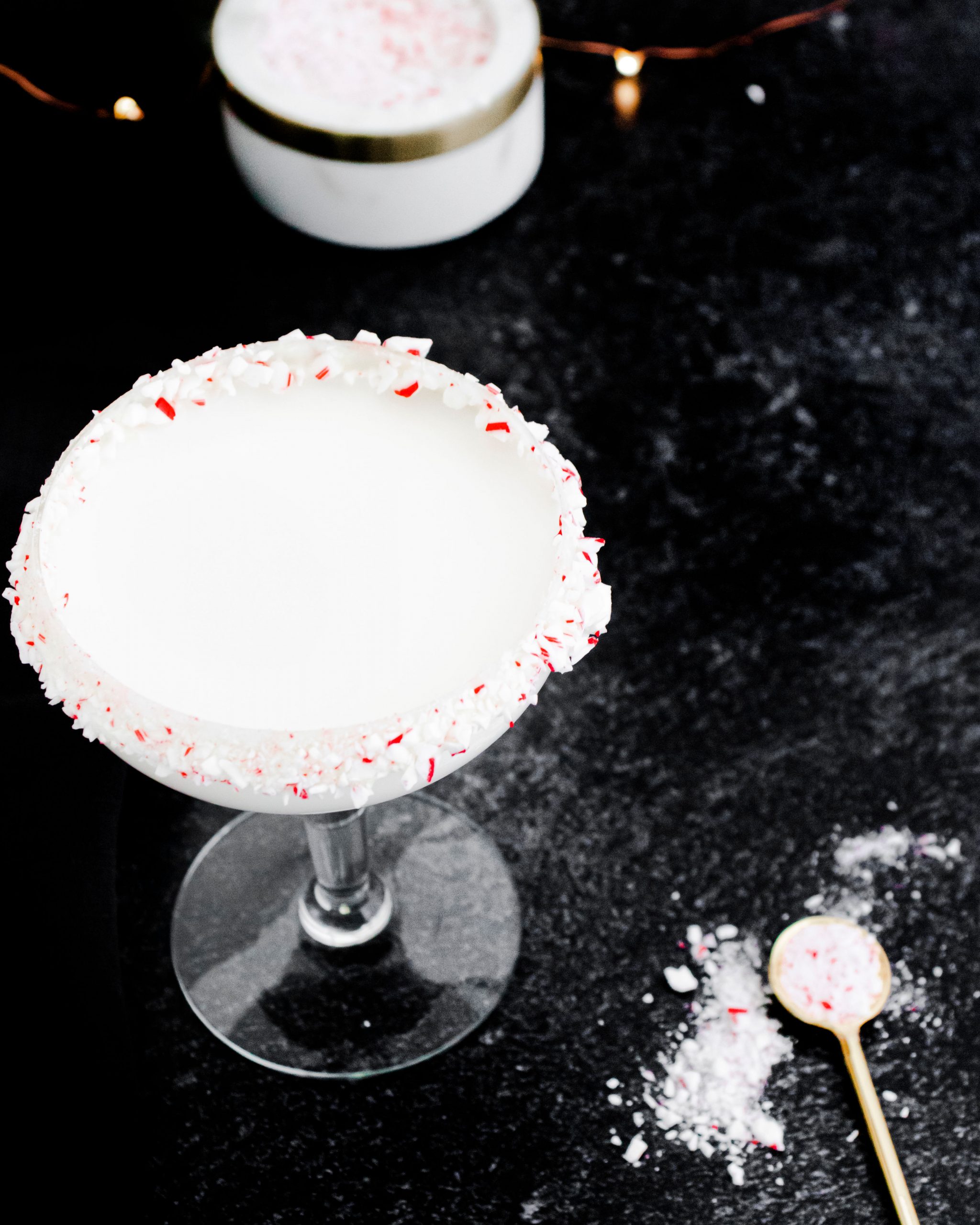 White Chocolate Peppermint Martini Snacks and Sips