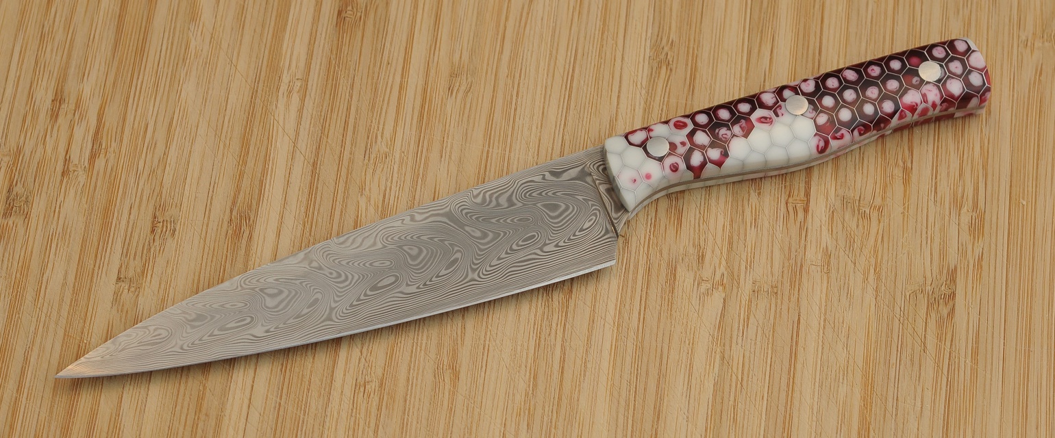 Stainless damasteel kitchen knife