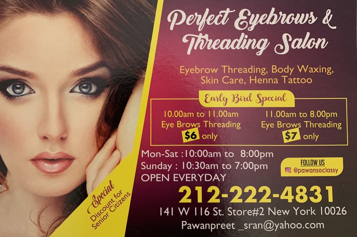 Perfect Eyebrows & Threading Salon Salon Full Pricelist, Phone Number