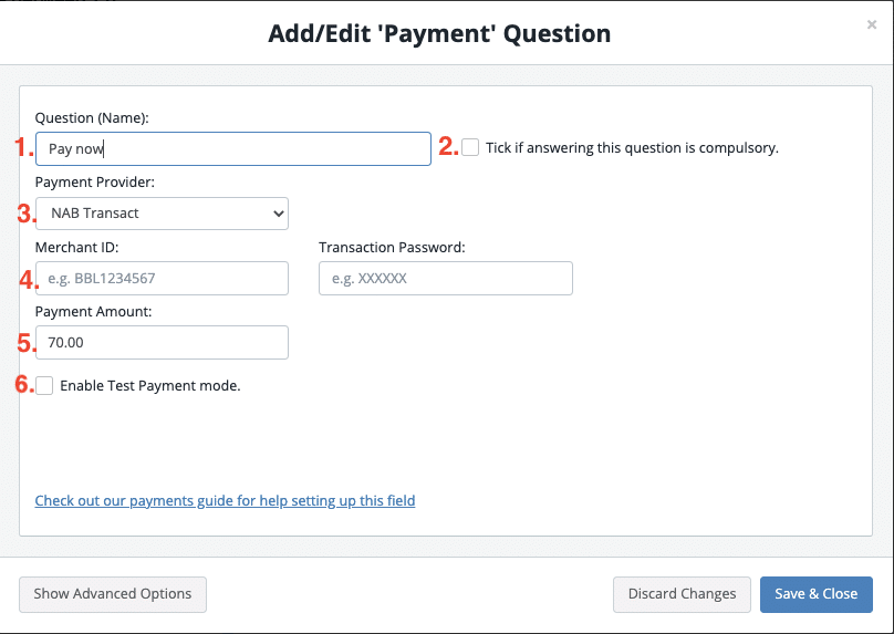Take payments on your form with NAB Transact Snapforms Resources & FAQs