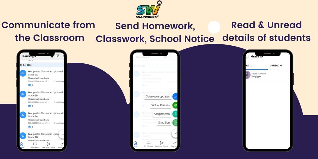 Easy Classroom Update Feature by Snap Homework Application