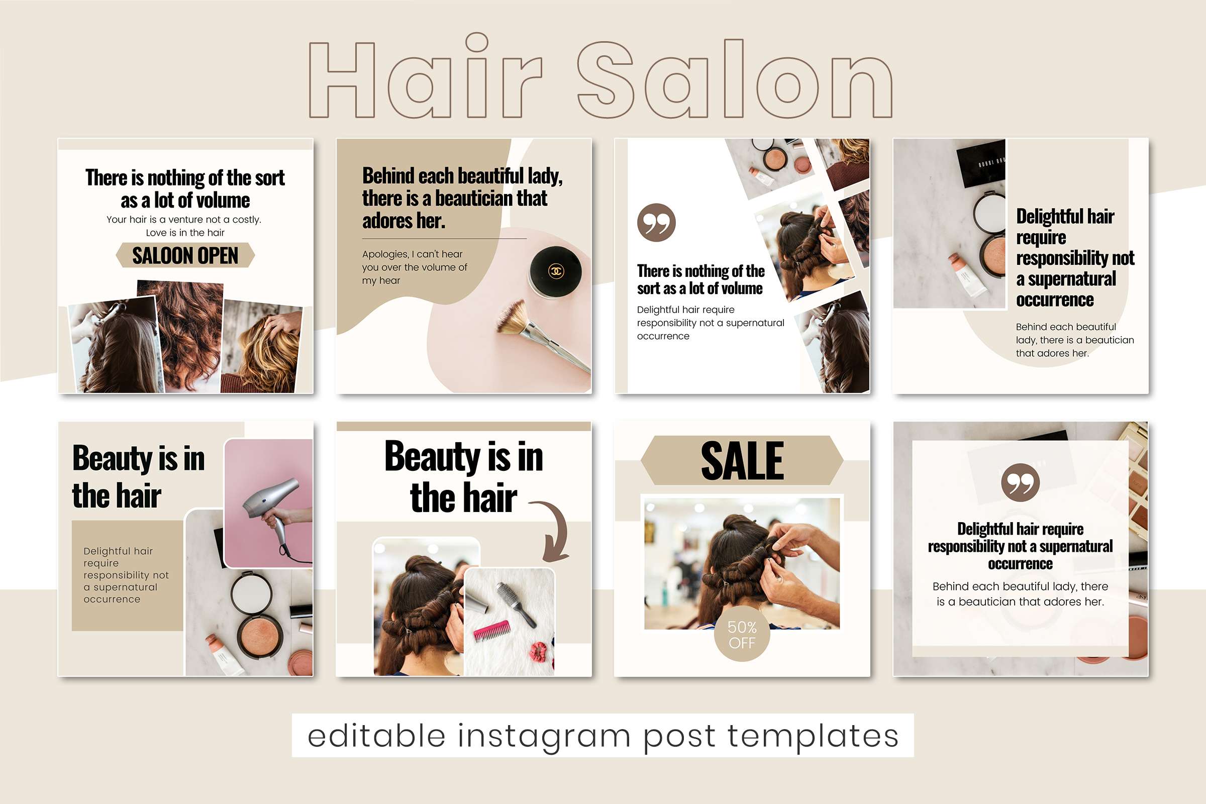 Hair Salon Instagram Post Template Hair Design