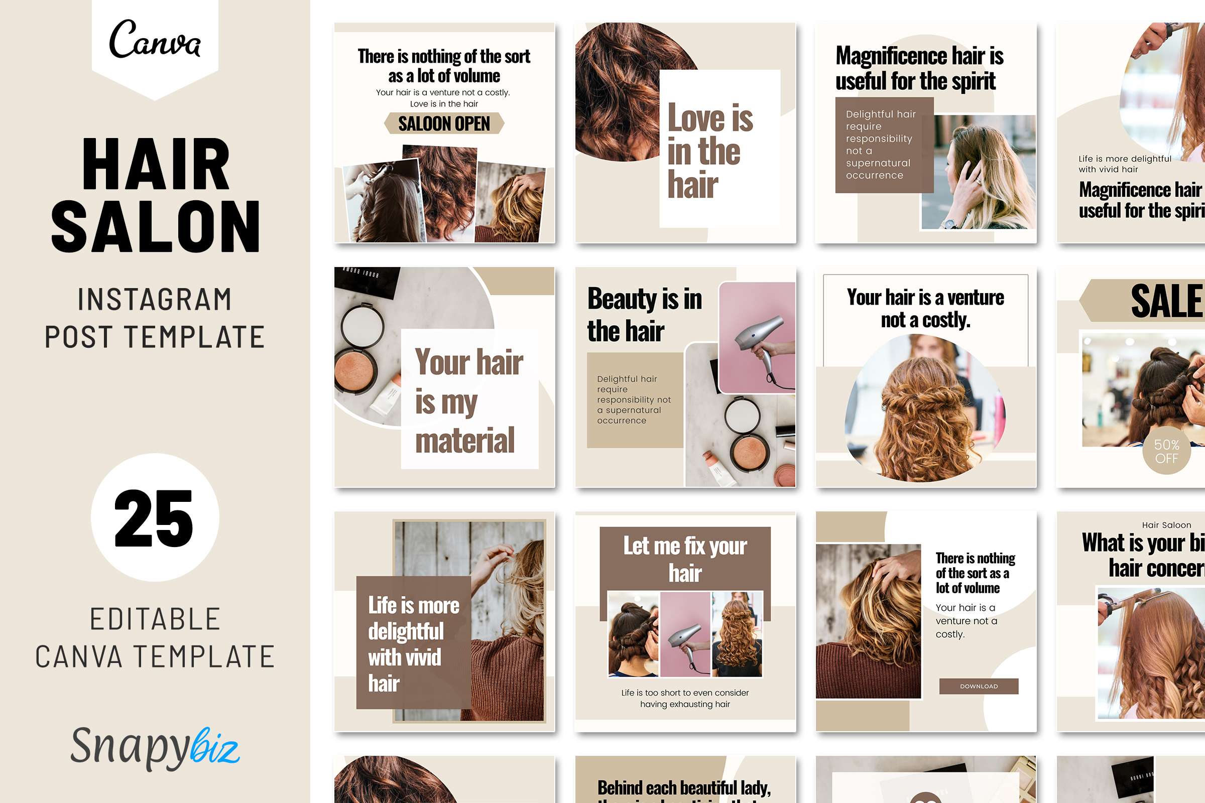 Hair Salon Instagram Post Template Hair Design