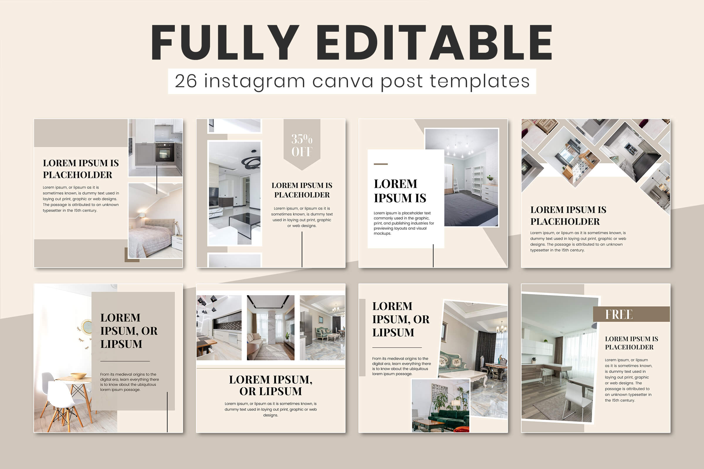 Home Decor Instagram Post Template Interior Design Post