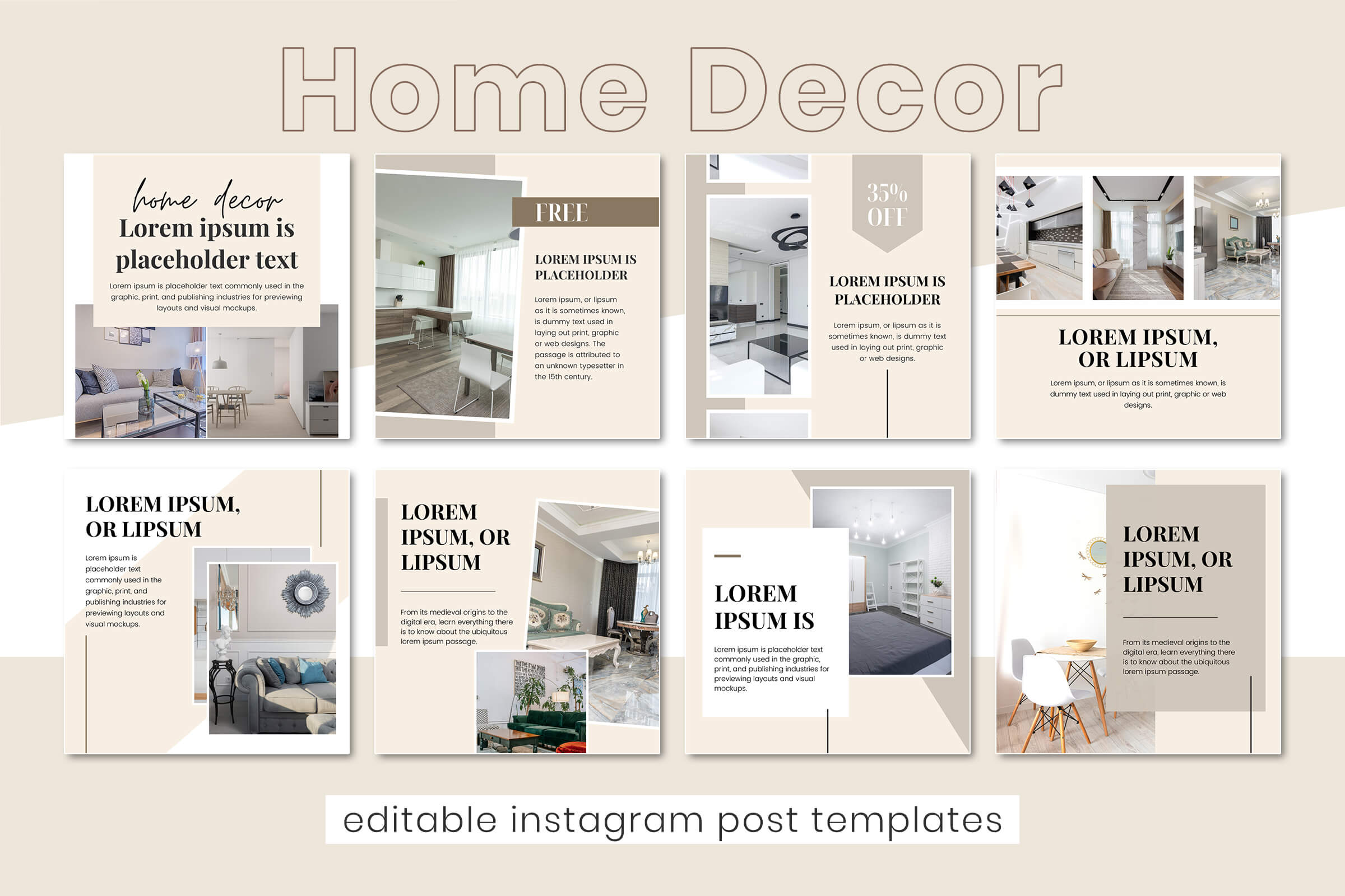 Home Decor Instagram Post Template Interior Design Post