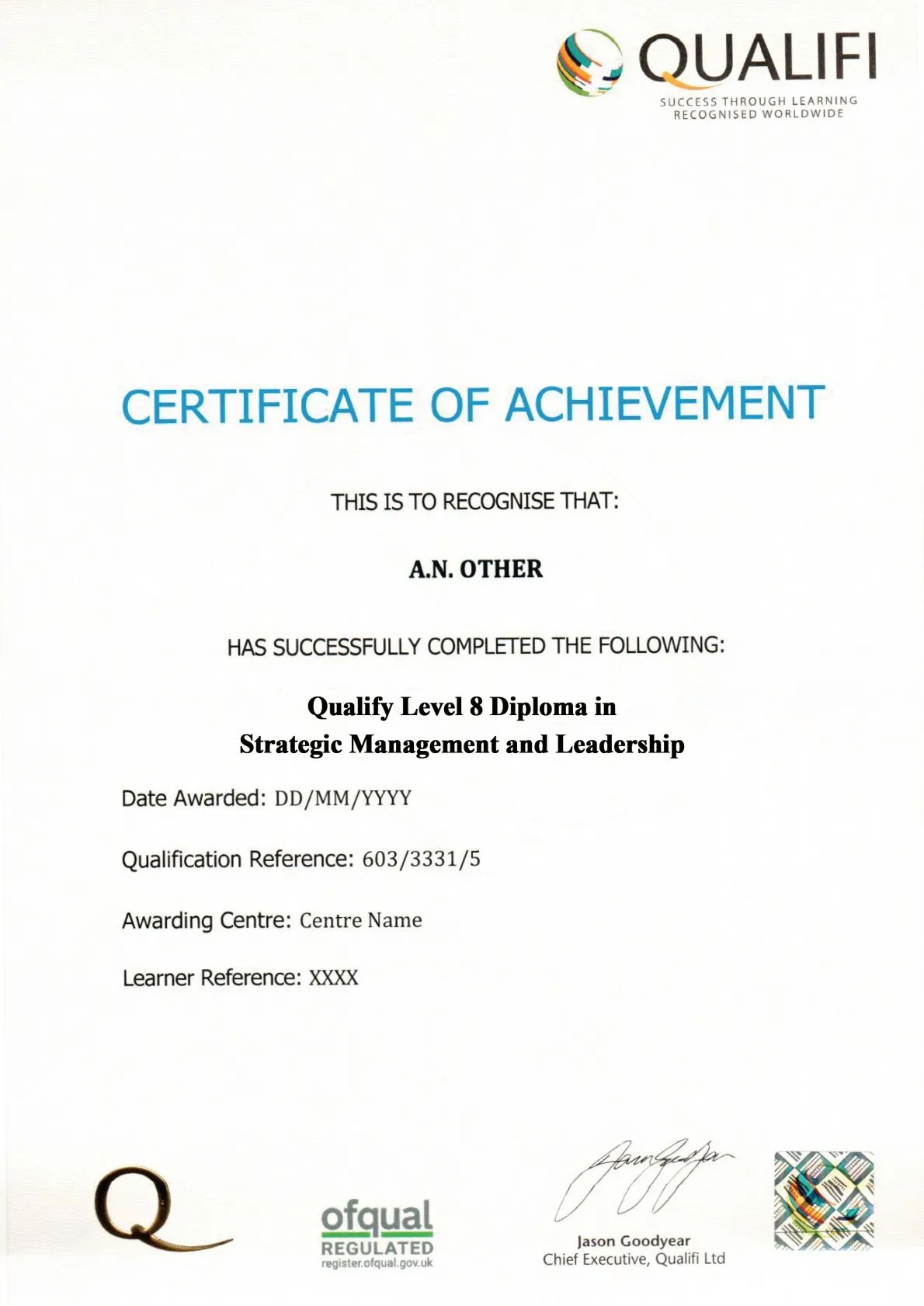Level 8 Doctorate Program in Strategic Management and Leadership
