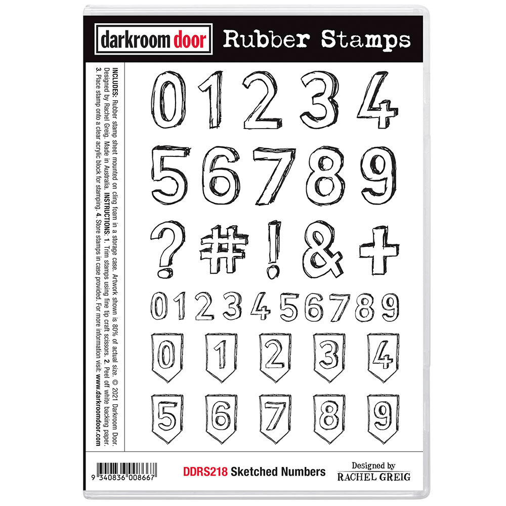 Rubber Stamp Set Sketched Numbers Snazzi Scrappin'