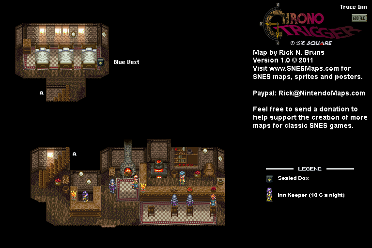 Chrono Trigger Truce Inn (600 AD) Super Nintendo SNES Map