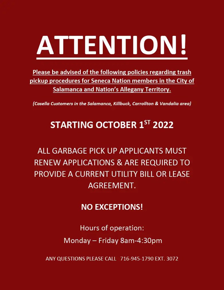 ALLEGANY CLERKS OFFICE NOTICE FOR TRASH TICKET RECIPIENTS SNI