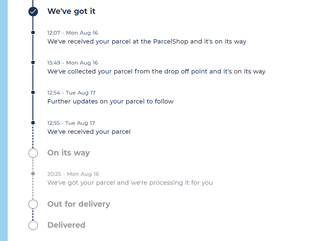 MyHermes tracking went back a step. was expecting it to arrive today