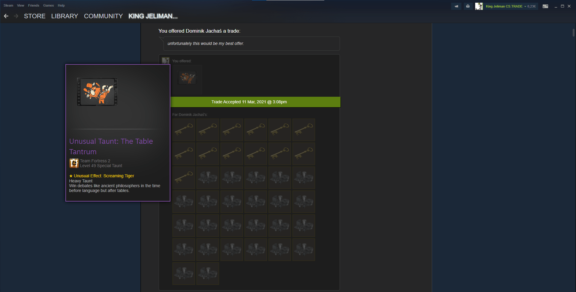 Screaming Tiger Taunt The Table Tantrum backpack.tf