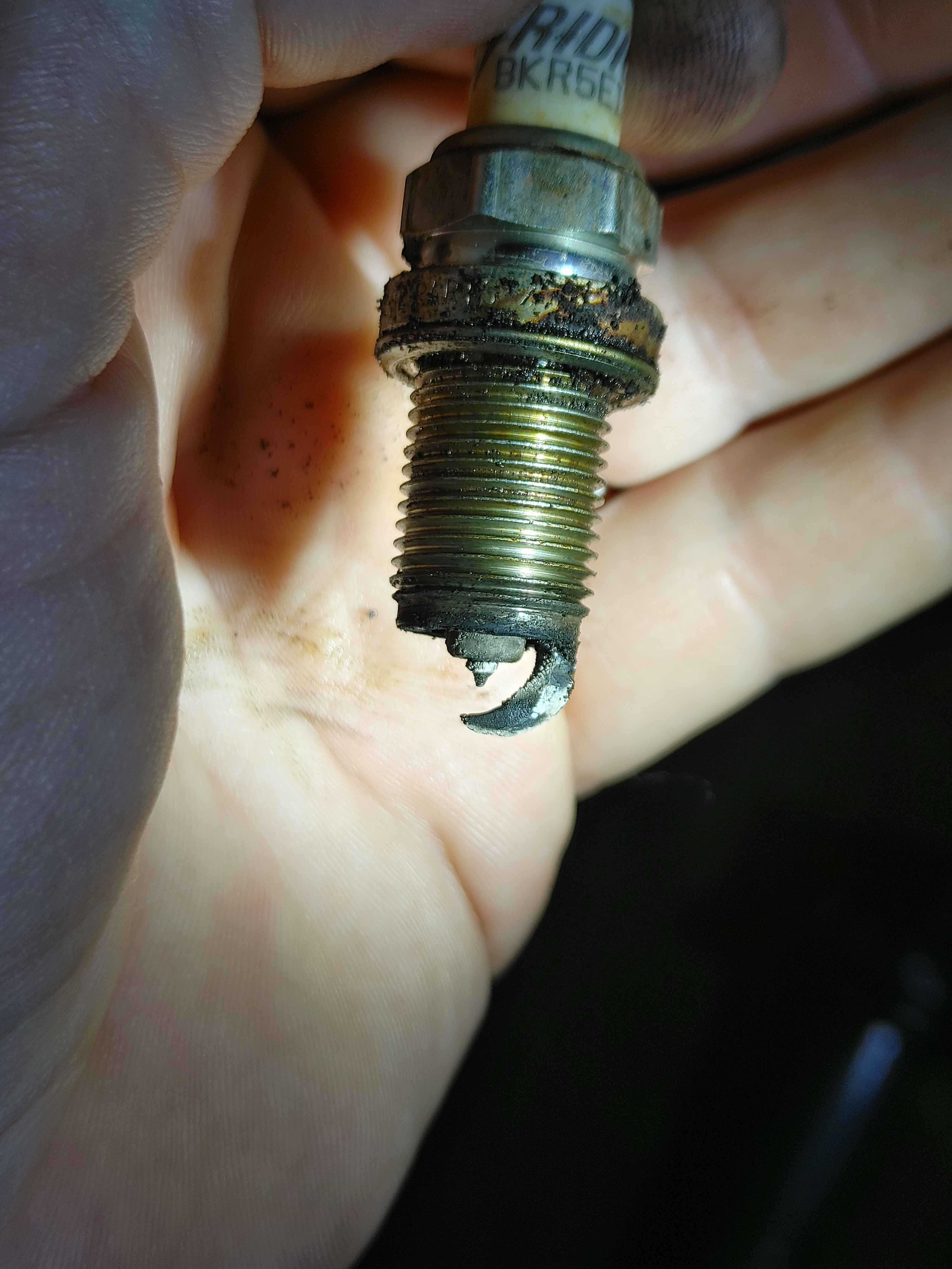 lack of power, possible exhaust leak at manifold flange and/or clogged