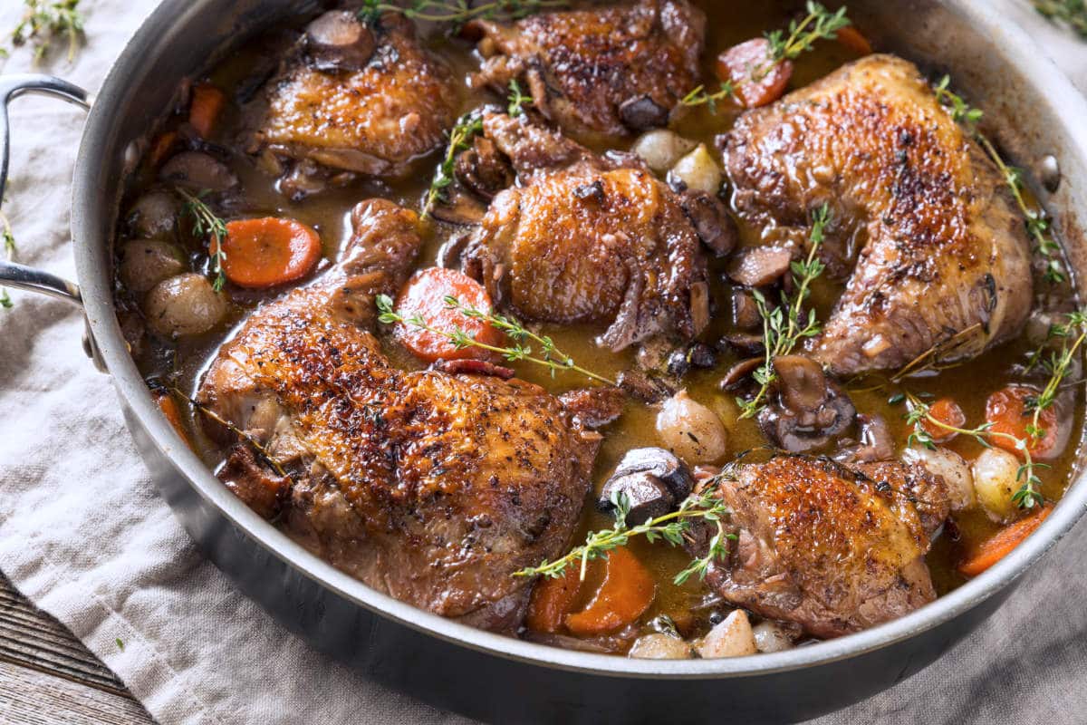 French Coq Au Vin In Instant Pot With And Without Wine (Recipe
