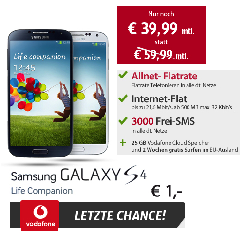 [SPARHANDY] Nur bis heute! Vodafone Red M (Flat in alle Netze, 3000 SMS