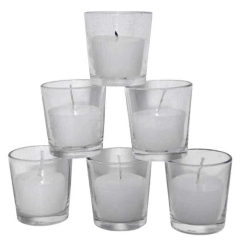 24 Clear Glass Wax Filled Votives for a Calming Ambiance LongLasting