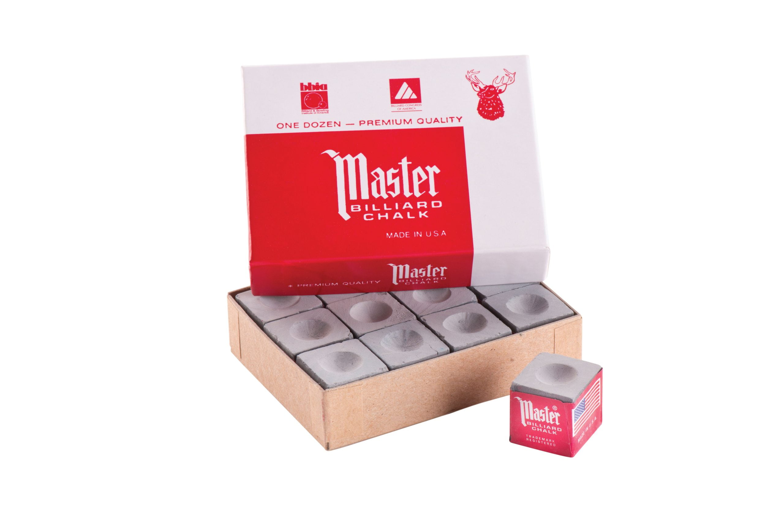 Master Billiard Chalk Pack of 12 Grey Snooker 4 U Snooker & Pool