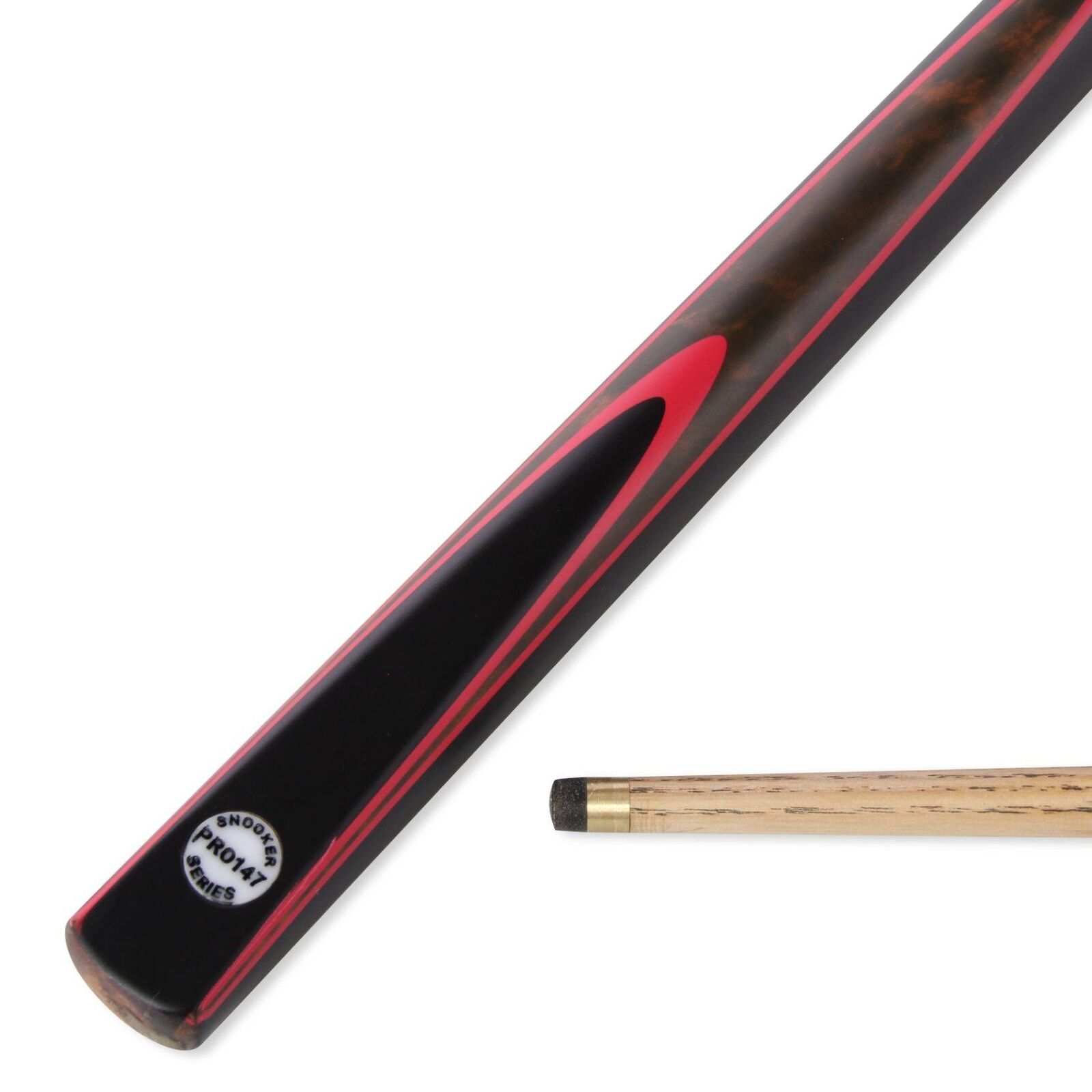 PRO147 RED BURL 2pc Centre Joint Snooker Pool Cue 57 Inch with Matching