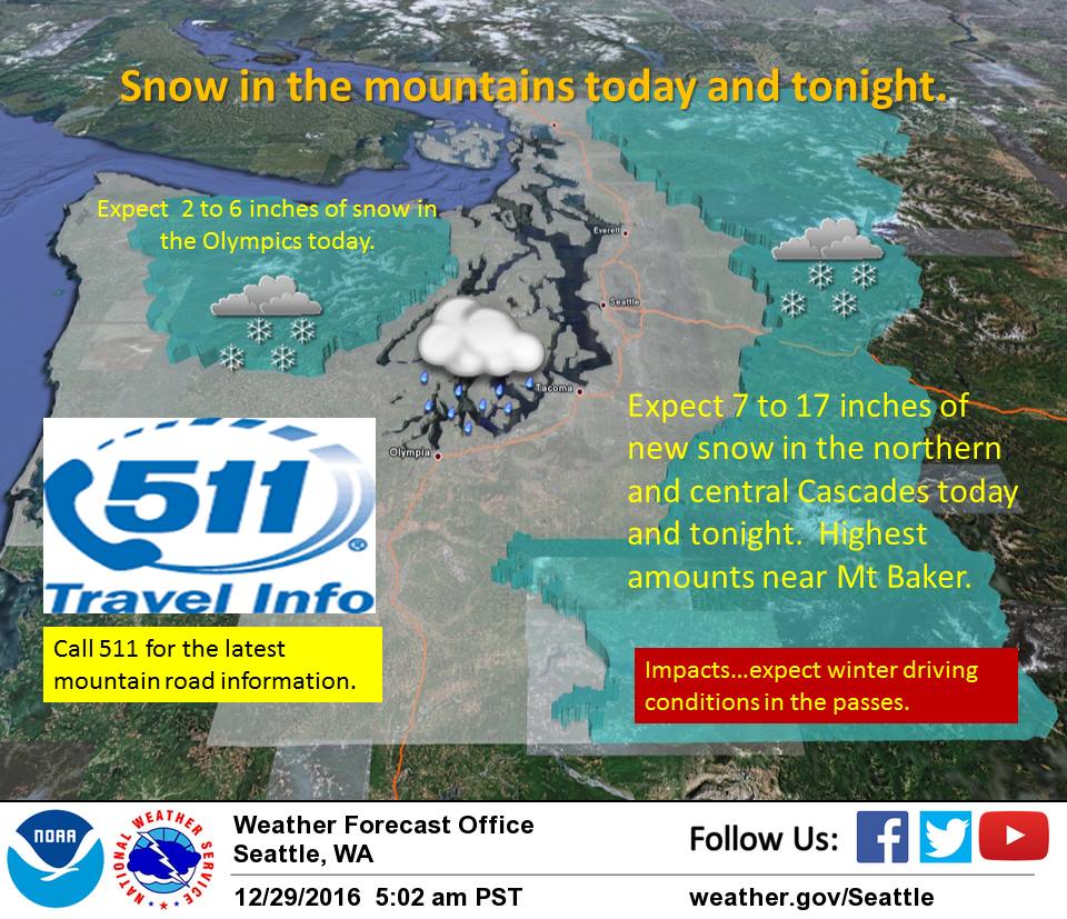 Winter Weather Advisory Issued For Washington Up To 6" of Additional