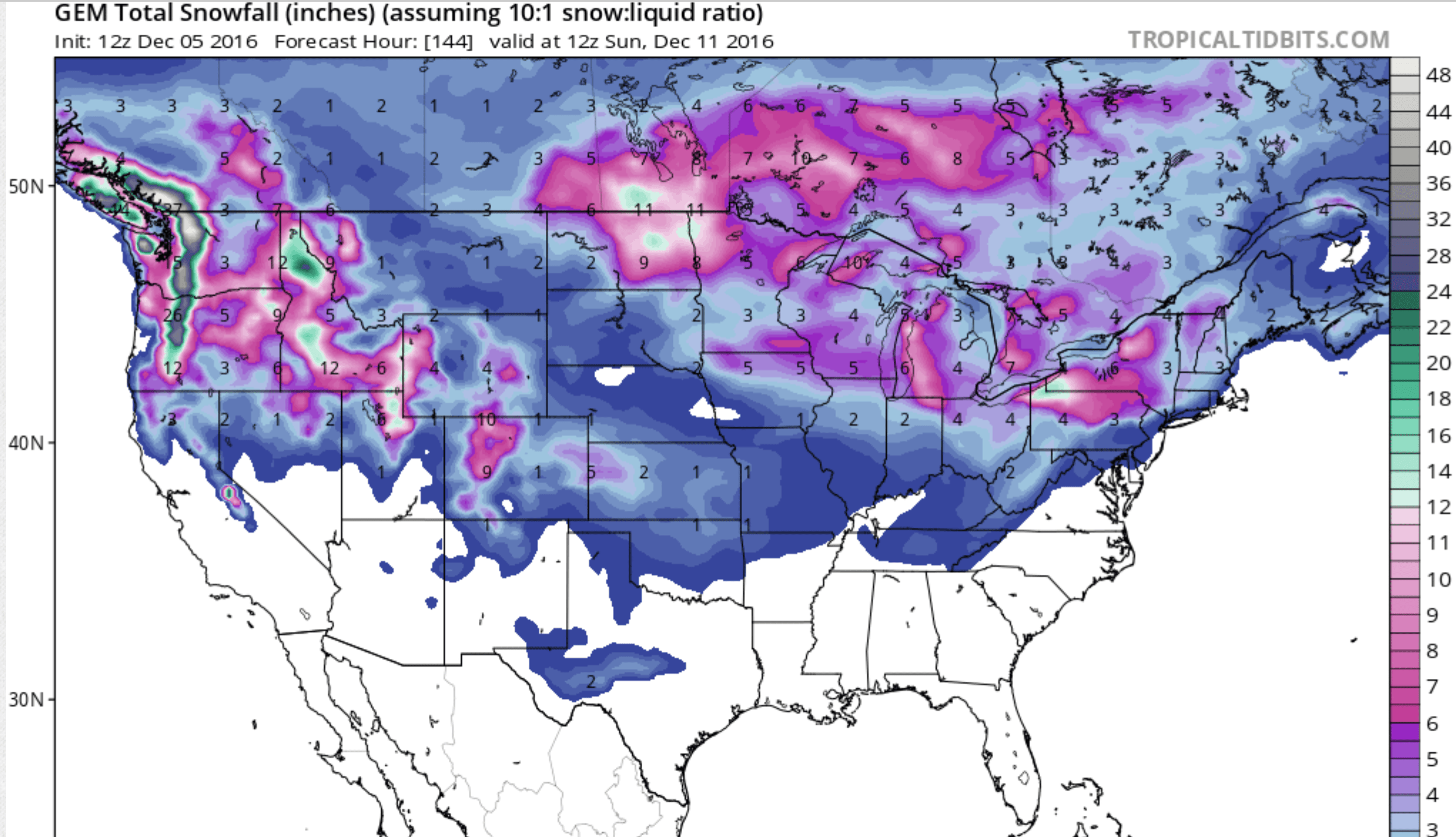 Snow For Seattle, Portland, Vancouver Today/Tomorrow Up To 18" of
