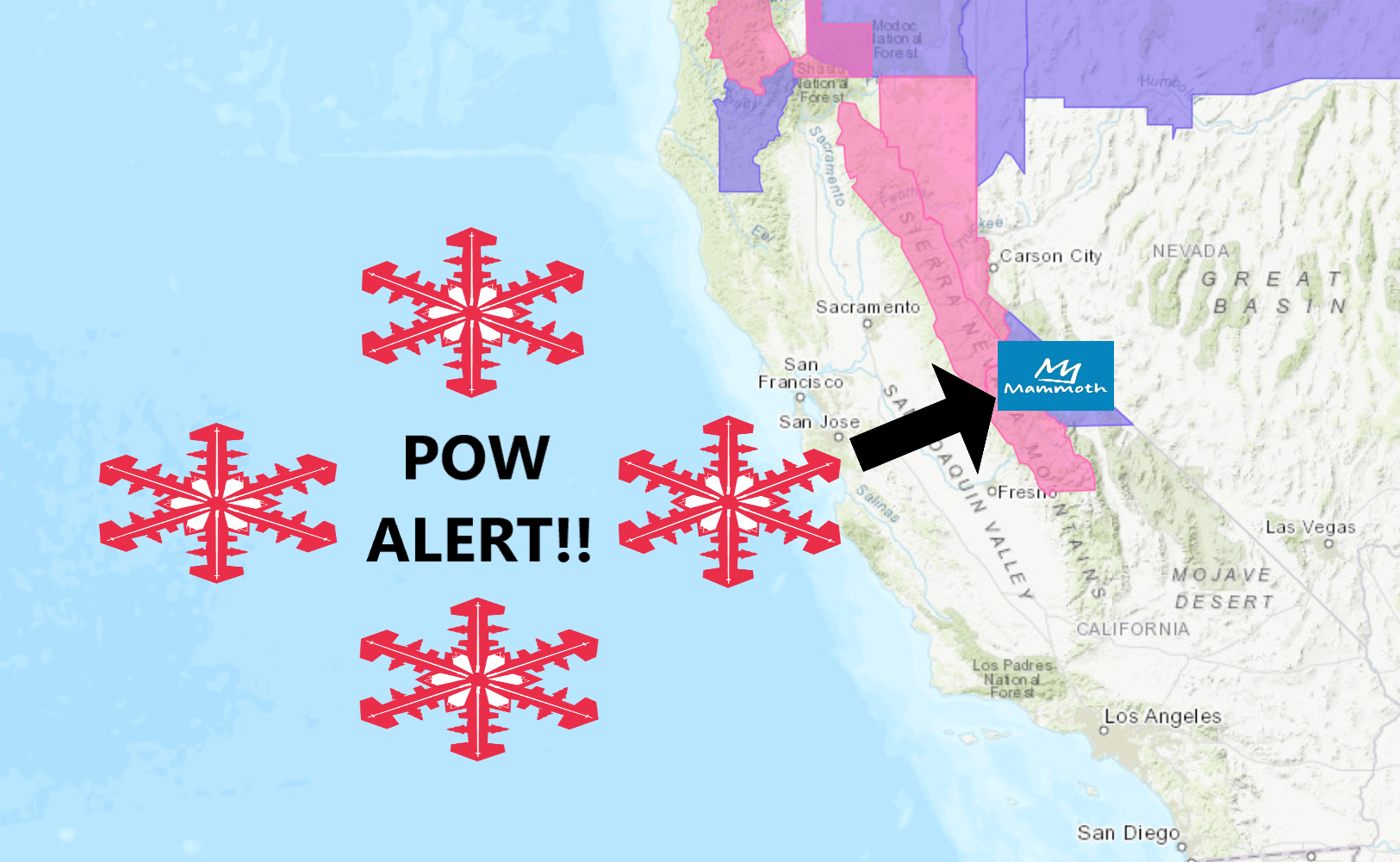 NOAA 2448" of Snow Forecast for Mammoth Mountain, CA Next 3Days