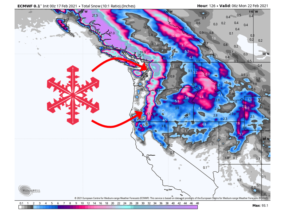 SnowBrains Forecast 13 Feet of Snow For The Pacific Northwest Through