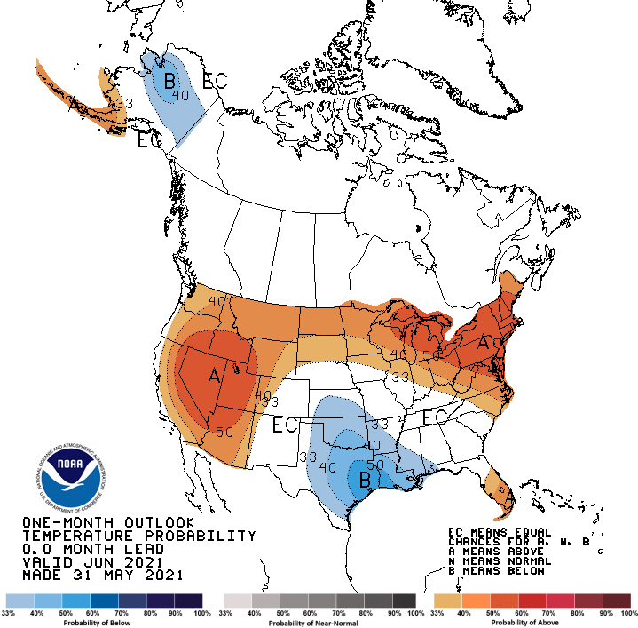NOAA Updated June 2021 Outlook West Hotter Than Normal With PNW Also