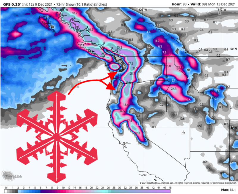 SnowBrains Forecast Wintry Weekend Ahead for the Cascades Feet of