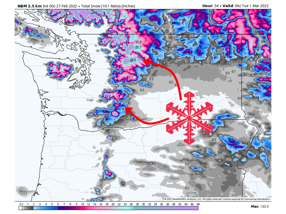 SnowBrains Forecast 13 Feet of Snow For Parts of The Washington