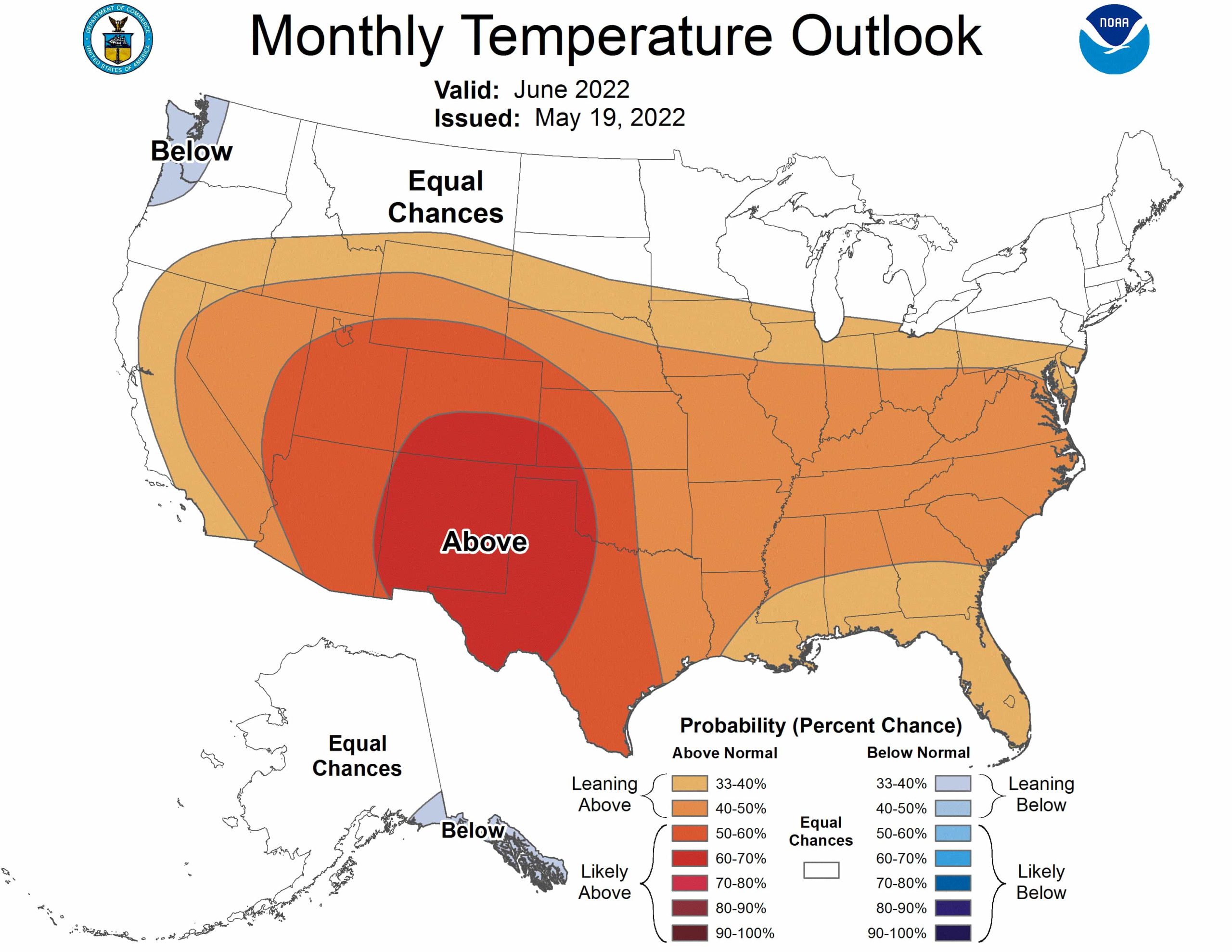 NOAA June 2022 Outlook Hotter and Drier Than Average for Majority of