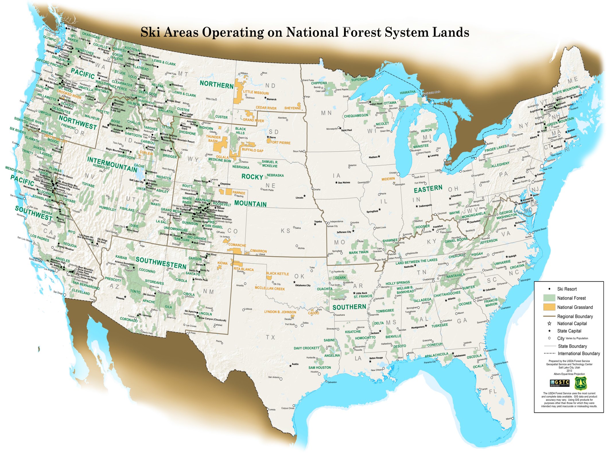 [MAP] Every Ski Area on U.S. Forest Service Land SnowBrains