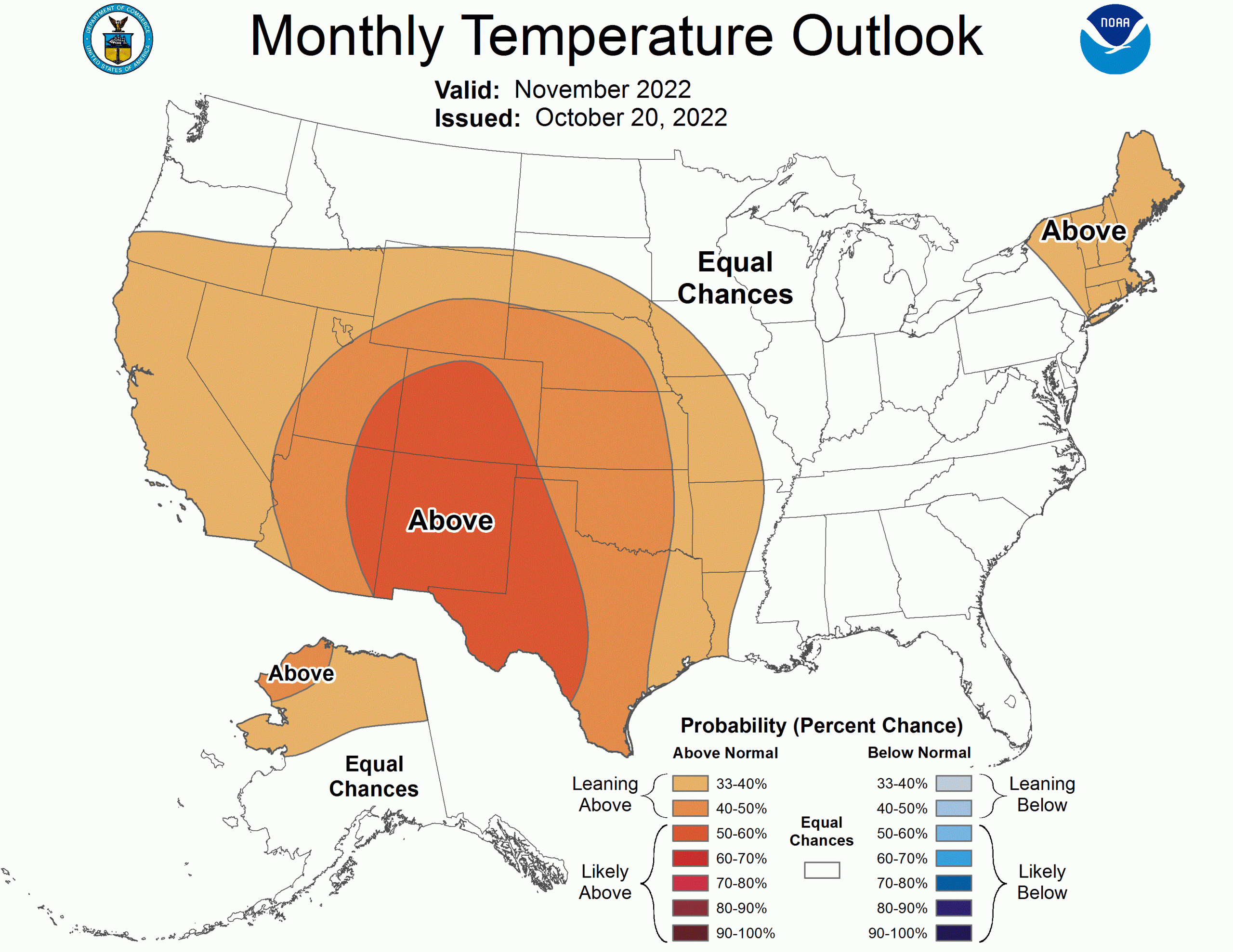 NOAA November 2022 Outlook Expect AboveNormal Temperatures and Normal to BelowNormal