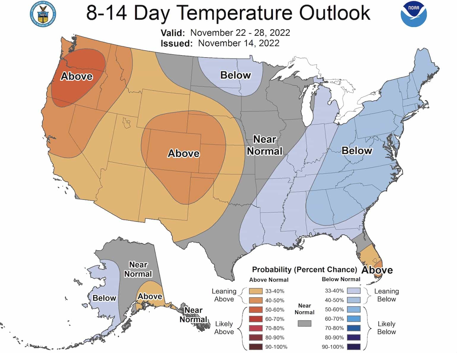 NOAA 814 Day Outlook Colder in the East, Warmer in the West SnowBrains