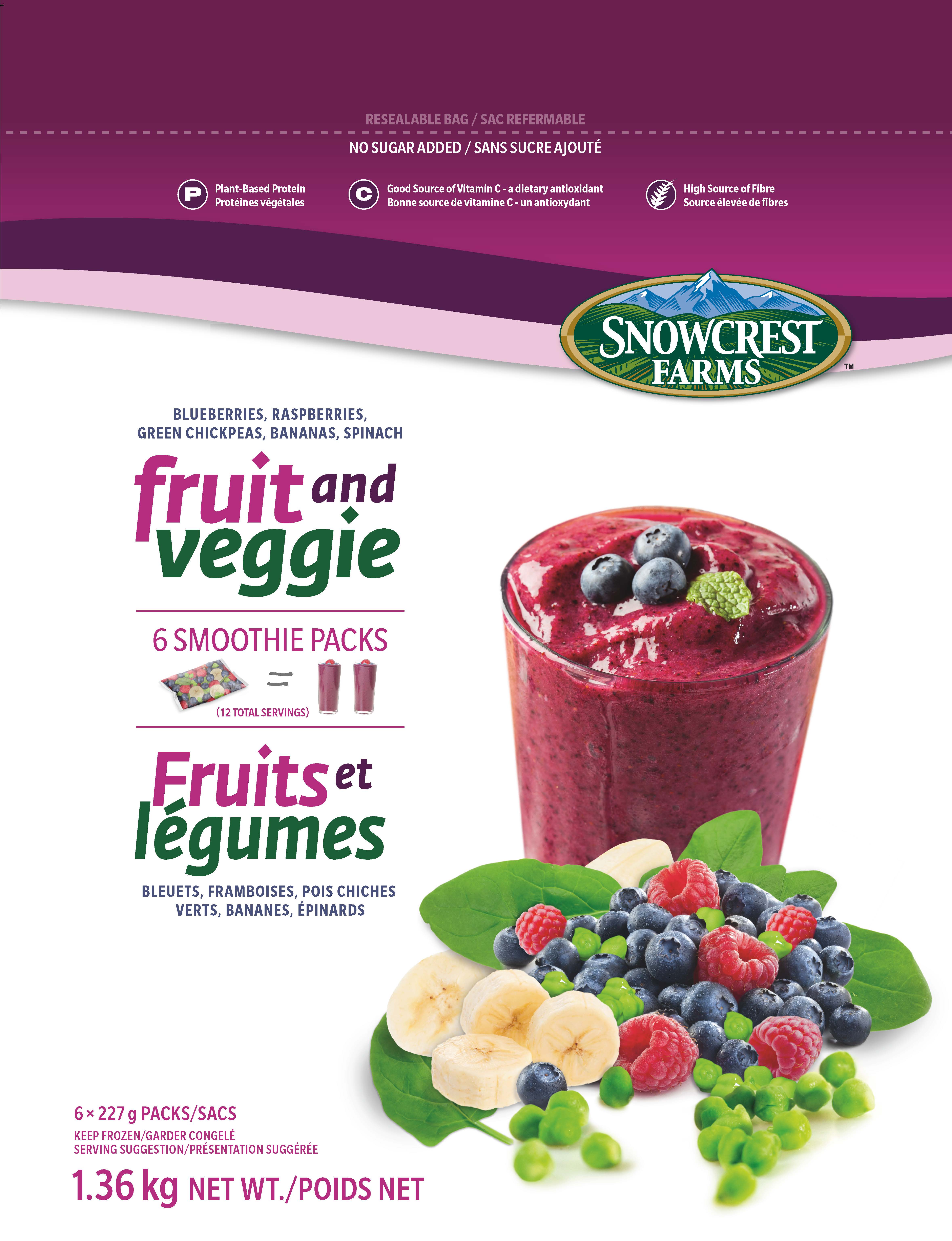 Fruit & Veggie Smoothie Packs 1.36 kg Snowcrest Foods Ltd.