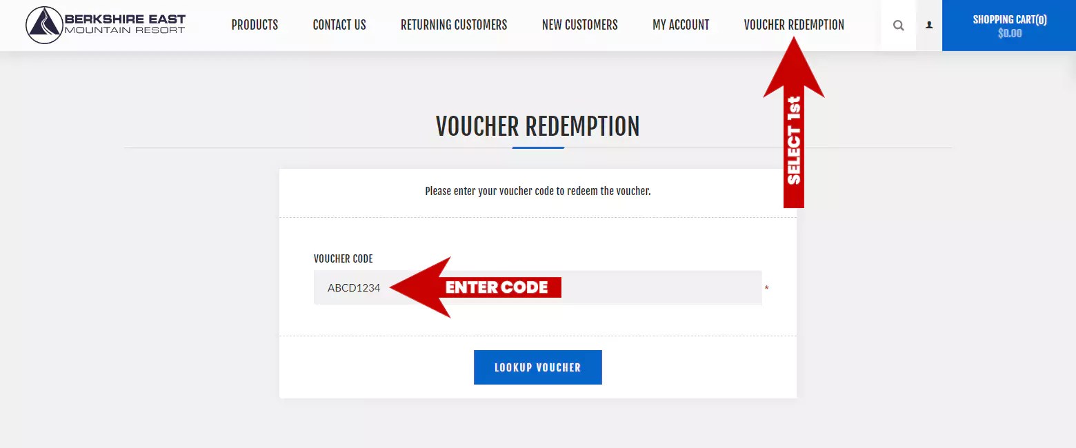 Berkshire East Coupon Redemption Instructions