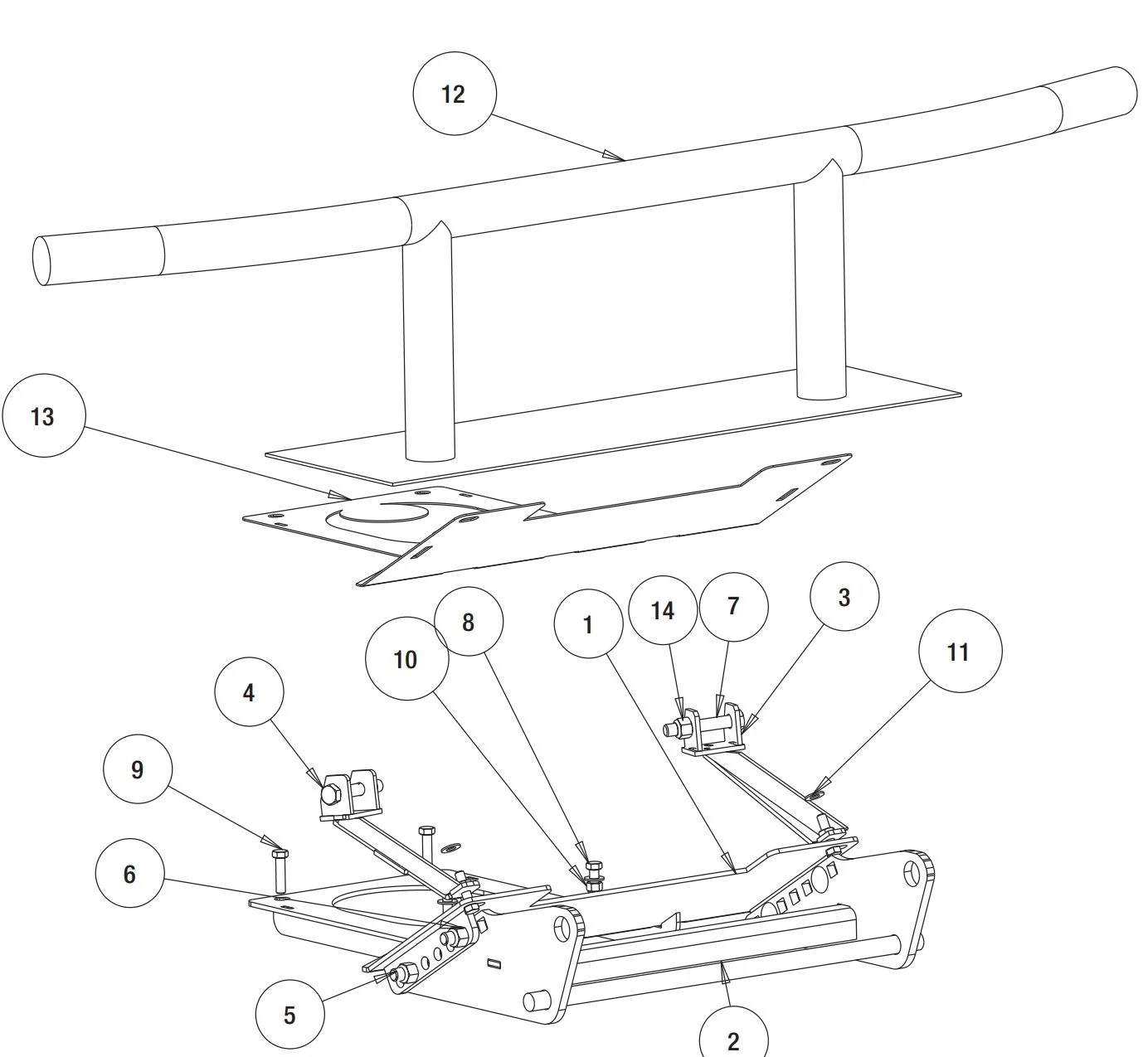 SnowDogg Part 16067800 UTV Plow Undercarriage Mount Kit John Deere Gator XUV 625, 825 2011Up