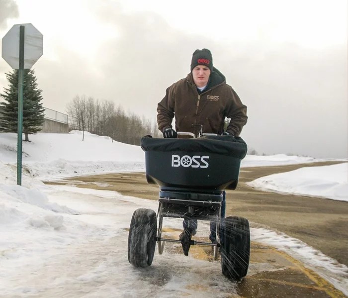 Boss WalkBehind Salt Spreader 100 lb. Poly Walk Behind Spreader WBS15920