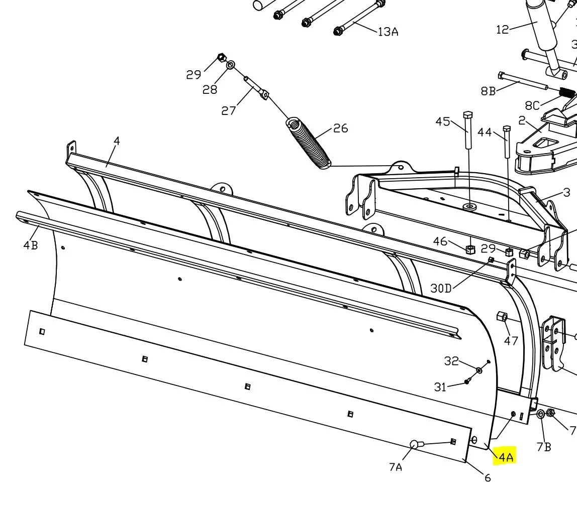 Boss Plow Part STB13505 ATV/UTV Blade Skin 5ft 0in Straight Blade